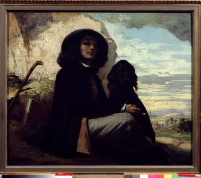 Zelfportret met zijn hond door Gustave Courbet