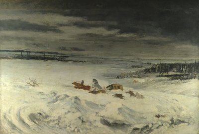 De diligence in de sneeuw, 1860 door Gustave Courbet