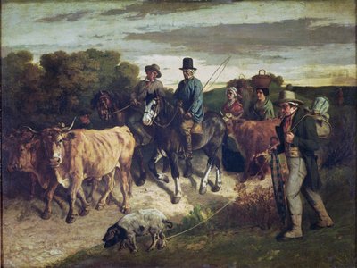 De boeren van Flagey keren terug van de kermis door Gustave Courbet
