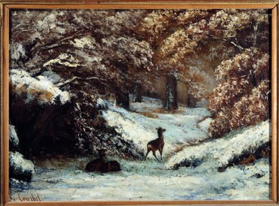 De levering van herten in de winter door Gustave Courbet