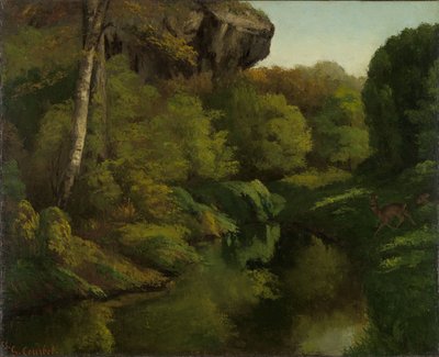 Uitzicht in het bos van Fontainebleau door Gustave Courbet