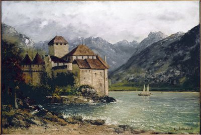 Uitzicht op het kasteel van Chillon aan het Meer van Genève door Gustave Courbet