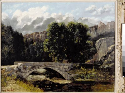 Zicht op de brug van Saint Sulpice in Fleurier, Zwitserland door Gustave Courbet