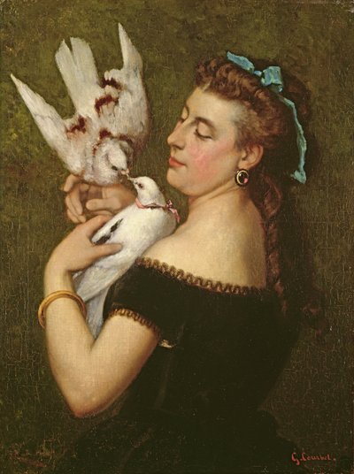 Vrouw met duiven door Gustave Courbet