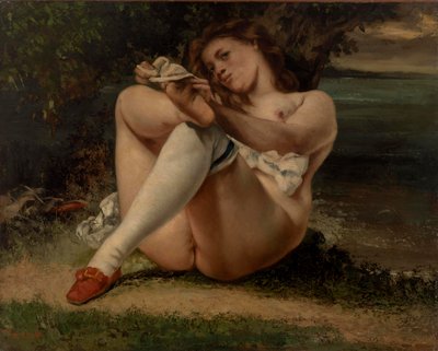 Vrouw met witte kousen door Gustave Courbet