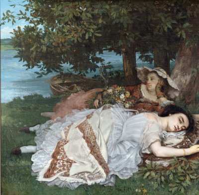 Jonge Dames aan de Oever van de Seine door Gustave Courbet