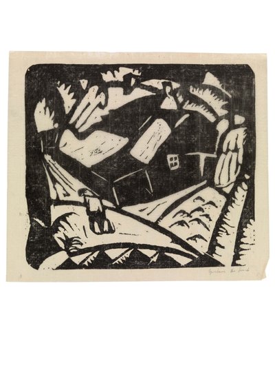Dutch: Landschap of Landschap met aardappelrooiers door Gustave de Smet