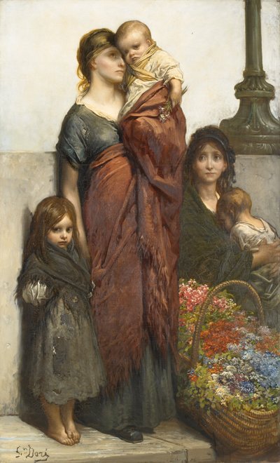 Bloemenverkopers Londen door Gustave Dore