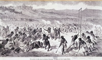Een balspel bij de Choctaw Indianen - gravure door Gustave Doré door Gustave Dore