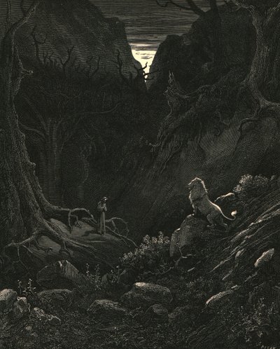 Een leeuw kwam, tegen mij zoals het leek, c1890 door Gustave Dore