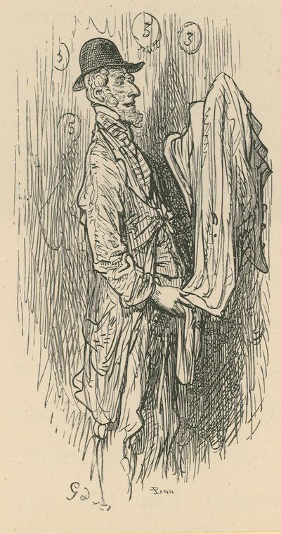 Een Man die Stof Vasthoudt door Gustave Dore