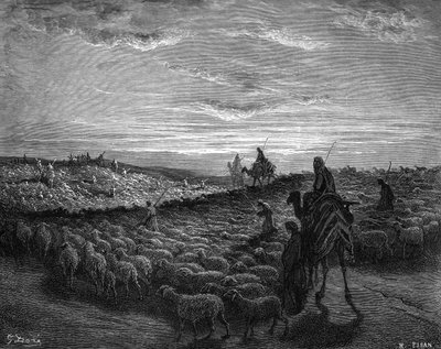 Abram op zijn reis naar Kanaän - Bijbel door Gustave Dore