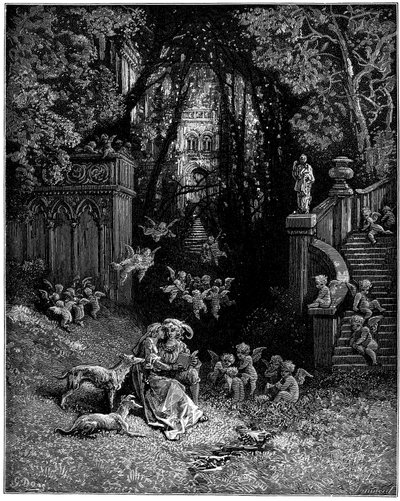 Alcina en Ruggiero als gelukkige geliefden door Gustave Dore