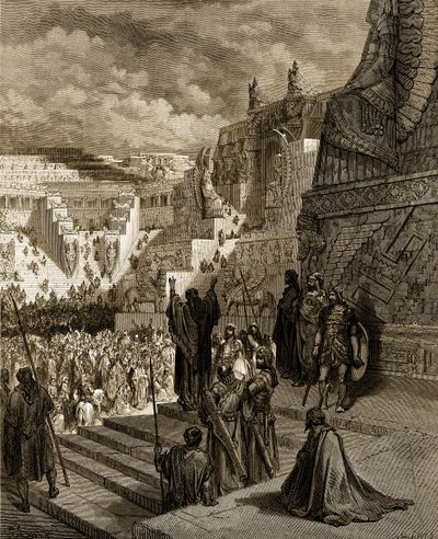 Artaxerxes verleent vrijheid aan de Joden - Bijbel door Gustave Dore