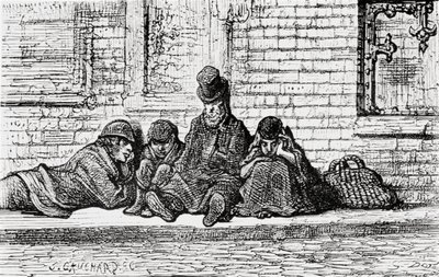 Slapend op de Straten, 1872 door Gustave Dore