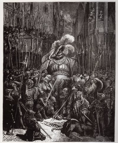 Bij het begin van het geluid, bedankte hij alle lassers van zijn legioenen - illustratie uit 