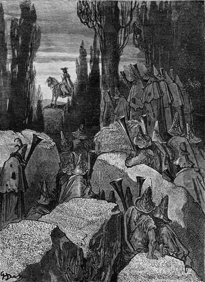Baron Münchhausen: Wegelagers / bandieten, door Doré door Gustave Dore