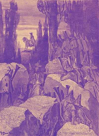 Baron Münchhausen: Wegelagers / bandieten, door Doré door Gustave Dore
