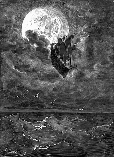 Baron Münchhausen: Reis naar de maan, door Doré door Gustave Dore