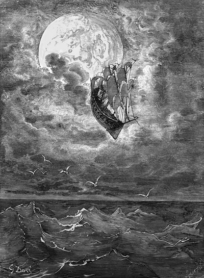 Baron Münchhausen: Reis naar de maan, door Doré door Gustave Dore