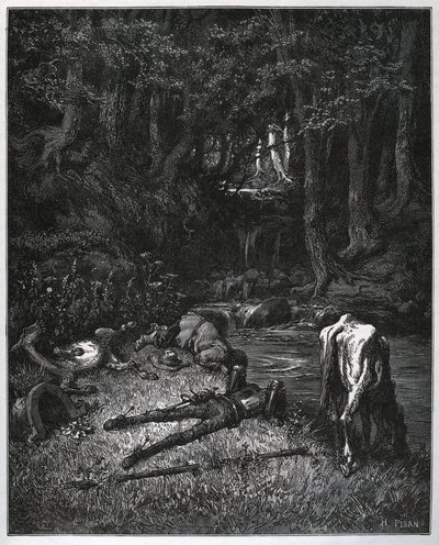 Bivak in het bos - Betoverd door de schoonheid van de plek besloten ze daar de uren van de siësta door te brengen - uit 