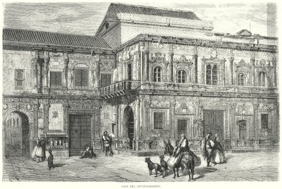 Stadhuis (gravure) door Gustave Dore