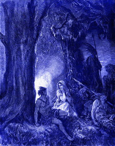 Chactas en Atala, gravure door Doré door Gustave Dore