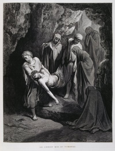 Christus naar het graf gebracht, Illustratie uit de Dore Bijbel door Gustave Dore