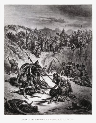 Strijders van Isboseth en David, Illustratie uit de Dore Bijbel door Gustave Dore