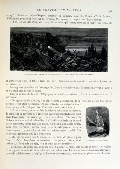 Croque-Mitaine; 1863 illustratie, door Gustave Dore (1832-1883); Franse kunstenaar, graveur, illustrator. Croque-Mitaine (De boeman) een kwaadaardig personage gepresenteerd aan kinderen om hen bang te maken en zo wijzer te maken. door Gustave Dore