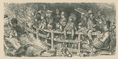 Menigte kijkt naar wagenrennen door Gustave Dore