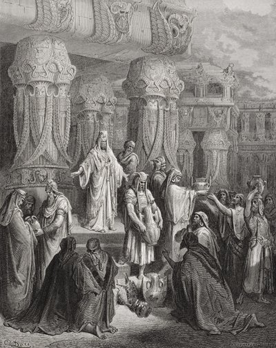 Cyrus Herstelt de Vaten van de Tempel, illustratie uit Dore