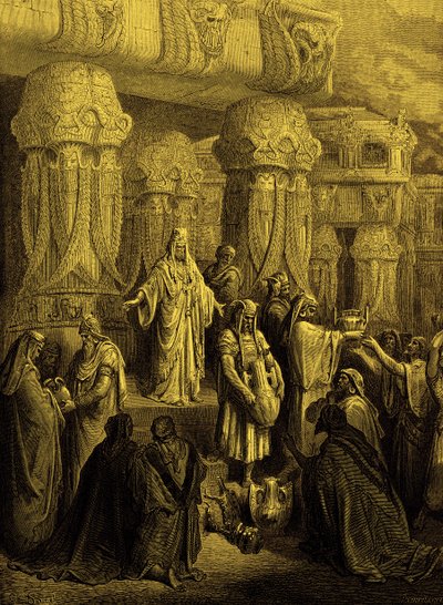 Cyrus herstelt de vaten naar de tempel - Bijbel door Gustave Dore