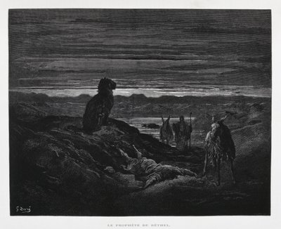 De dood van de profeet van Bethel, Illustratie uit de Dore Bijbel door Gustave Dore