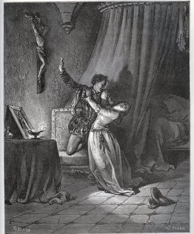 Don Fernand verklaart zijn liefde aan Dorothee - uit "Don Quichot van La Mancha" van Miguel Cervantes door Gustave Dore