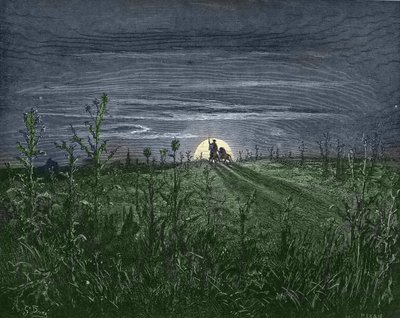 Don Quichot en Sancho, op weg naar Toboso - uit 