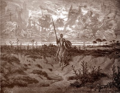 Don Quichot vertrekt op zijn avonturen door Gustave Dore