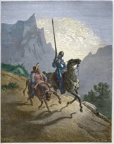 Don Quichot met Sancho Panza - Don Quichot de la Mancha door Miguel Cervantes door Gustave Dore