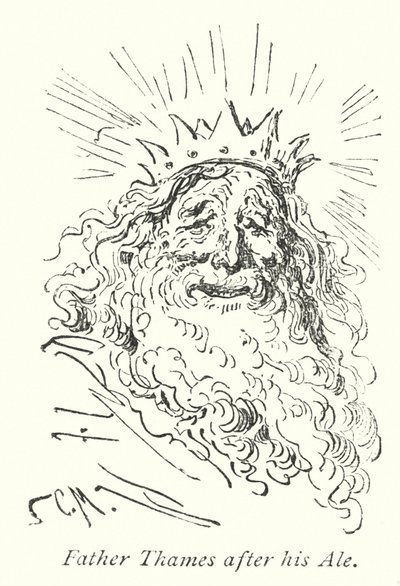 Vader Theems na zijn bier (gravure) door Gustave Dore