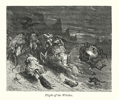 Vlucht van de heksen (gravure) door Gustave Dore