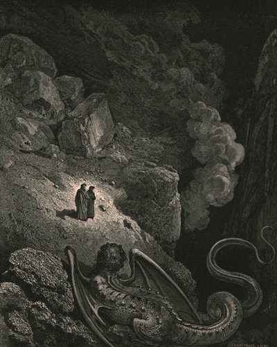 Onmiddellijk verscheen dat verachtelijke beeld van bedrog, ca. 1890 door Gustave Dore