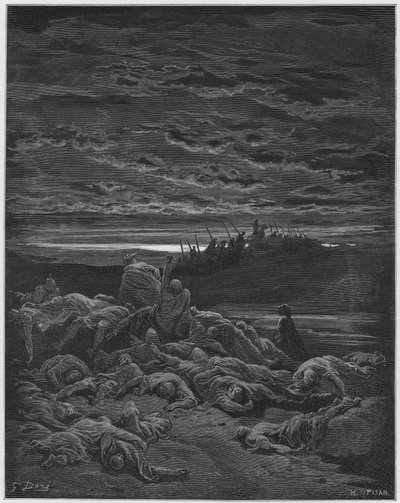 Gustave Dore Bijbel: De dood van de zonen van Jerubbaal door Gustave Dore
