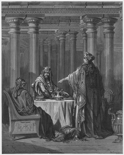 Gustave Doré Bijbel: Esther beschuldigt Haman door Gustave Dore