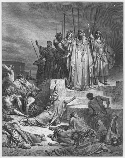Gustave Doré Bijbel: De hongersnood in Samaria door Gustave Dore