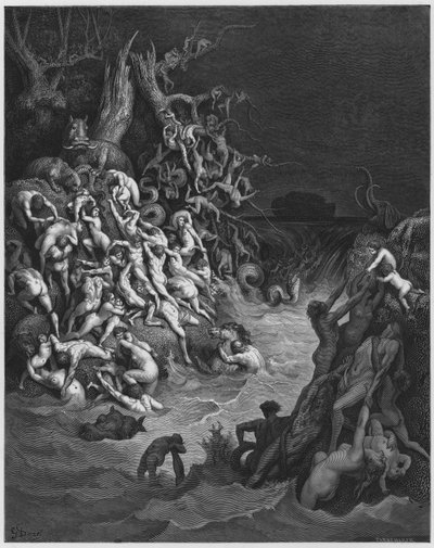 Gustave Doré Bijbel: De wereld vernietigd door water door Gustave Dore
