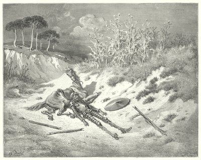 Don Quichot van Gustave Doré: "Ach! waar ben je, lieve dame, dat je niet om mijn verdriet treurt?" door Gustave Dore