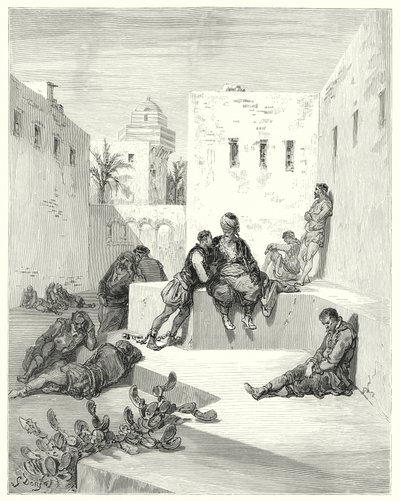 Don Quichot van Gustave Doré: "Uiteindelijk besloot ik een renegaat uit Murcia te vertrouwen, die mij grote bewijzen van zijn vriendelijkheid had getoond" door Gustave Dore