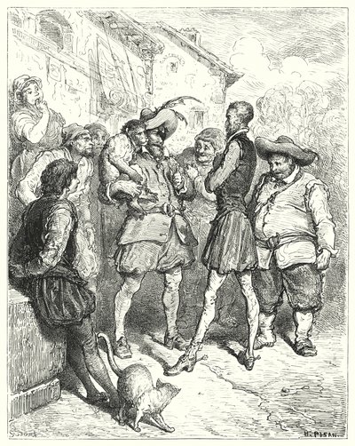 Don Quichot van Gustave Doré: "Bij deze woorden stond Don Quichot verbaasd" door Gustave Dore