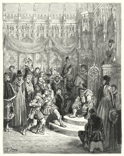 Gouverneur Sancho Panza die recht spreekt door Gustave Dore