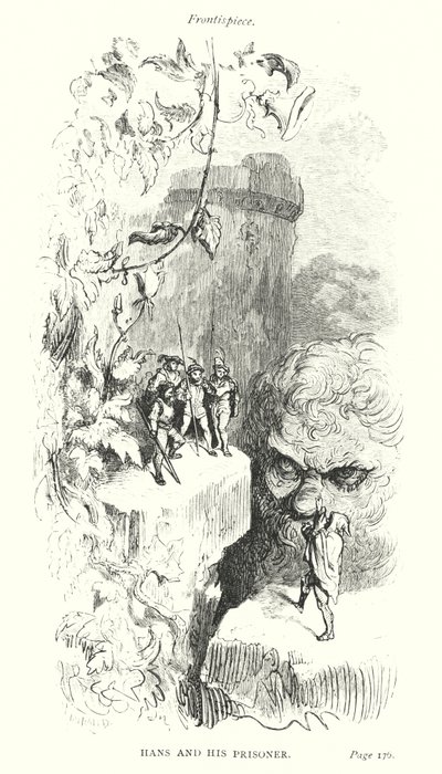 Hans en zijn gevangene (gravure) door Gustave Dore